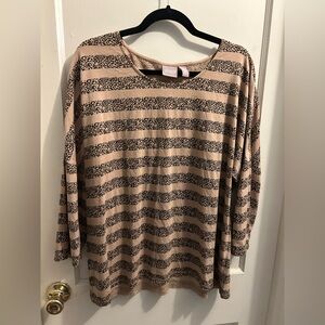 CHICO’S‎ cotton modal top 3/4 length sleeve animal print stripe size 3